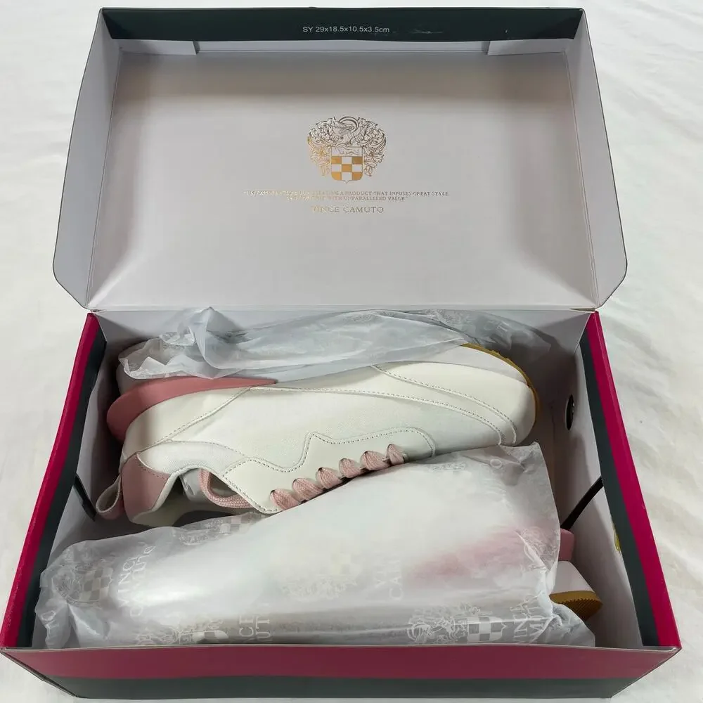 Vince Camuto Girls Sneaker White Pink Low Top Athletic Shoe Size 3